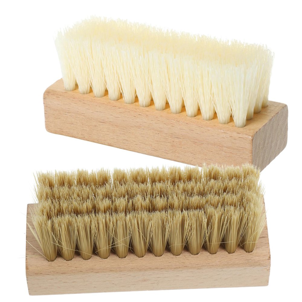 IWOWHERO 2pcs Shoe Cleaning Brush Set with Soft and Hard Bristles, Lightweight Wooden Handle Household Laundry Scrub Brushes for Effective Clothes and Shoe Cleaning