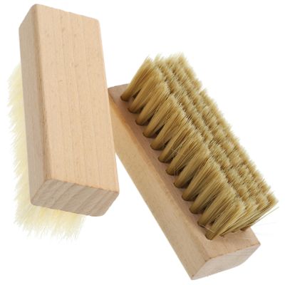 FRCOLOR Wood Handle Cleaning Brush Set with Hard and Soft Bristles 2pcs Versatile Household Laundry Stain Brush for Shoes and Clothes Cleaning