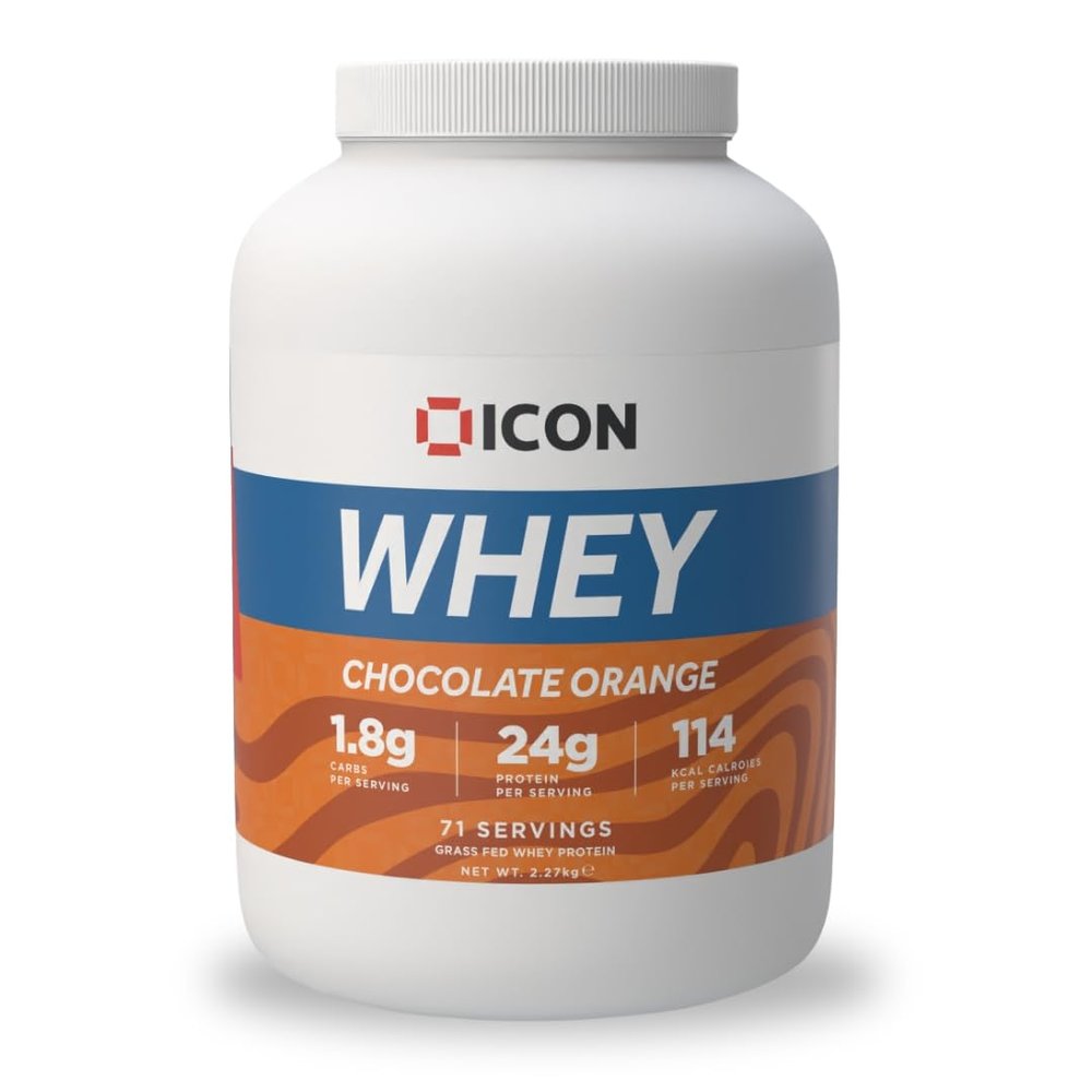 ICON Nutrition Whey Protein Powder Chocolate Orange High Protein, Grass Fed, Low Carbs & Fat, Complete Amino Acid Profile, Cold Shakes or Mix with Foods 2.27kg, 71 Servings