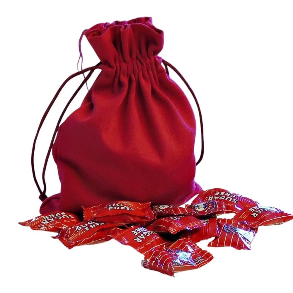 250g Red Cotton Bag of Uncle Joes Sugar Free Mints