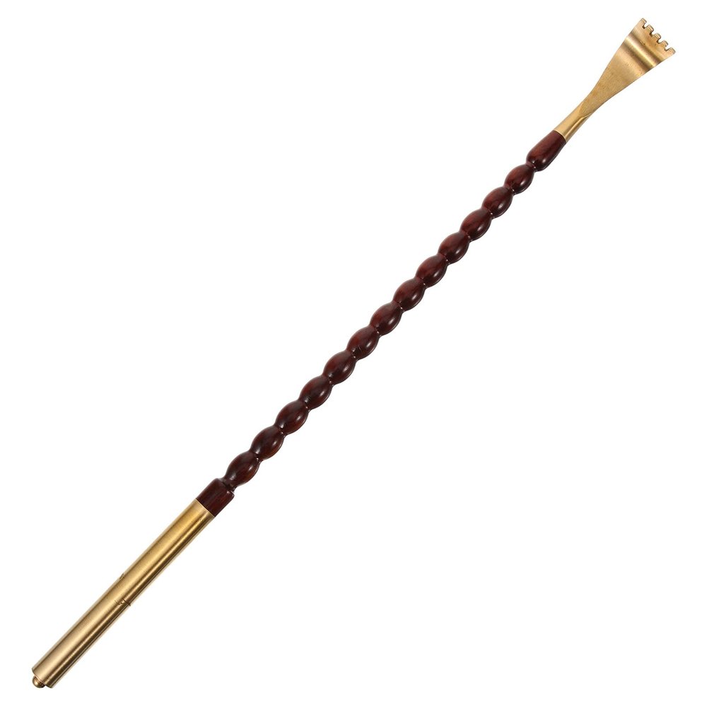DECORNIJIA Portable Wooden and Brass Back Scratcher for People of Ages, Handcrafted Itching Relief Tool with Comfortable Handle, Household Back Scratcher for Instant Body Itch Relaxation