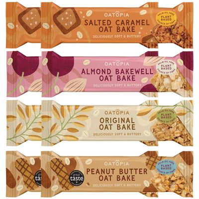 Oatopia Flapjack Bars Oat Bakes Soft Baked Oat Bars Snack Bars Source of Fibre Oat Flapjacks Variety Multipack 8x60g Plant Based Suitable for Vegans Breakfast & Holiday Essentials