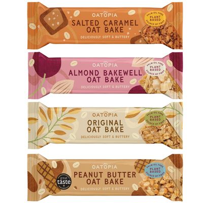 Oatopia Flapjack Bars Oat Bakes Soft Baked Oat Bars Snack Bars Source of Fibre Oat Flapjacks Variety Multipack 4x60g Plant Based Suitable for Vegans Breakfast & Holiday Essentials