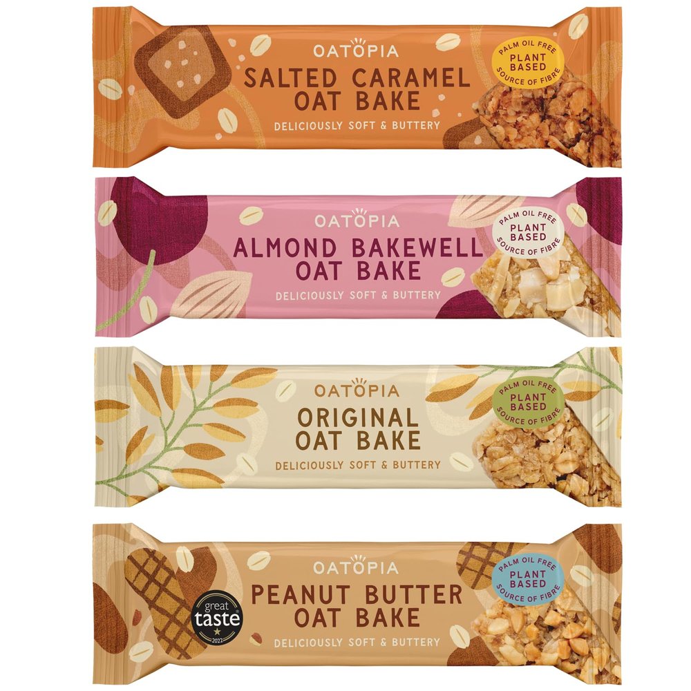 Oatopia Flapjack Bars Oat Bakes Soft Baked Oat Bars Snack Bars Source of Fibre Oat Flapjacks Variety Multipack 4x60g Plant Based Suitable for Vegans Breakfast & Holiday Essentials