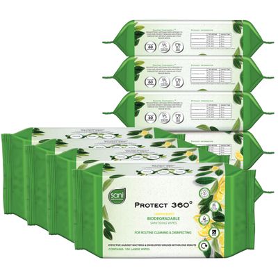 Sani Pro Antibacterial Cleaning Wipes, Plastic-Free, Lemon Burst
