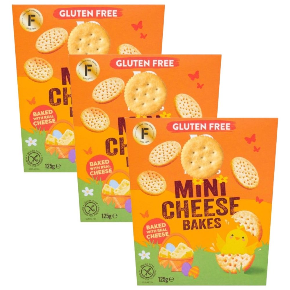 Gluten Free Mini Cheese Bakes, 125g, Pack of 3, Baked with Real Cheese, Made with Wholegrain Oats