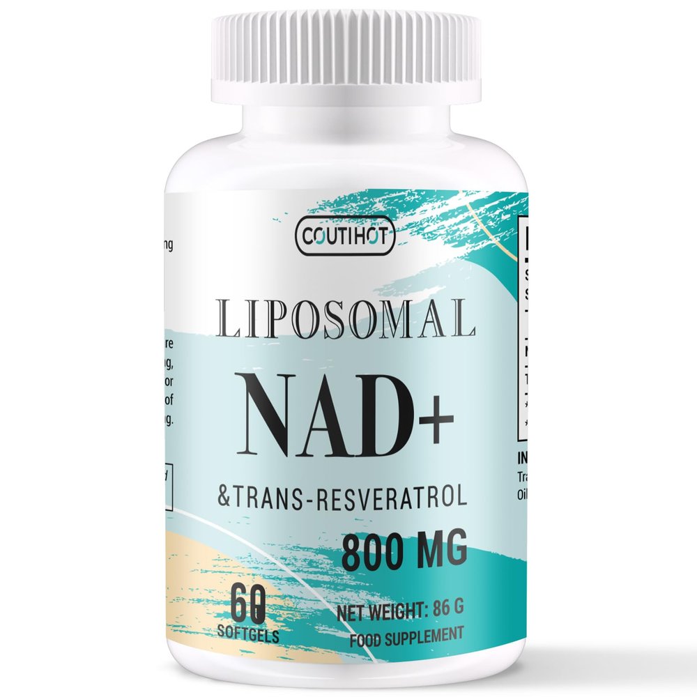 COUTIHOT Liposomal NAD+ & Trans-Resveratrol 800mg 60 Softgels | High Strength 2-in-1 Formula with NAD+ 500mg & Resveratrol 300mg | Non-GMO (60 Count (Pack of 1))