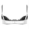 Aislor Women's Sexy Eyelash Lace Trim 1/4 Cup Push Up Bra See Through Balconette Underwire Unlined White 4XL view 4