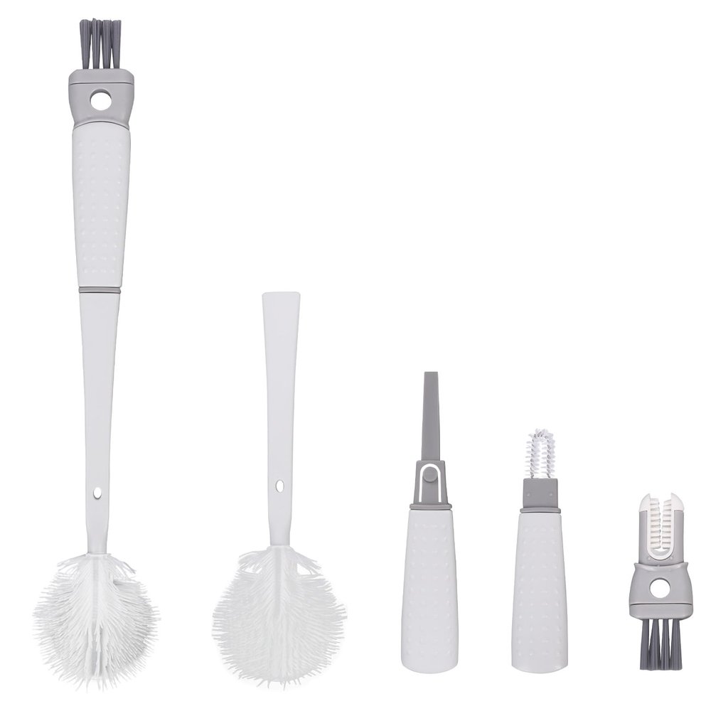 2 Set 5-in-1 Washing Up Brush, Kitchen Scrub Brush,Small Cleaning Brushes for Cleaning Bottle Cup Sink Kitchen,Angle Stiff Bristle Cleaning Brushes (White)