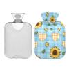 Summer Sunflower Fresh Green Aesthetic hot-Water Bottle with Soft Cover, 2L hotwater Bag for Tummy Warmer, Tummy Warmer, Bolsa Caliente para Dolores musculares view 2