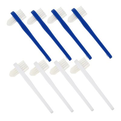 BIUDECO 8Pcs Dual-Head Denture Toothbrush with Anti-Slip Ergonomic Handle for Deep Cleaning Dentures and Retainers Soft Bristles Gentle Gums Portable Travel-Friendly Oral Care Brushes