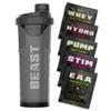 Beast Pharm Beast | Protein Shaker Bottle Sports Supplements Samples | 5 Sachets + 1000ml Shaker Gym Gift Set | Stim, Pump, Whey, Hydro and EAA view 1