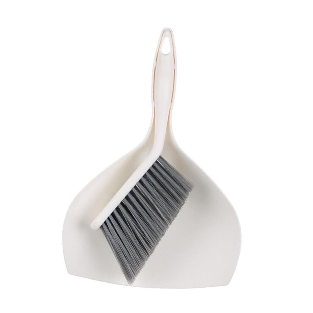 DECOMELODY Mini Desktop Dustpan and Broom for Household and Pet Cleaning Portable Compact Design for Keyboard Car Interior Bed Brush with Convenient Handle White Kit