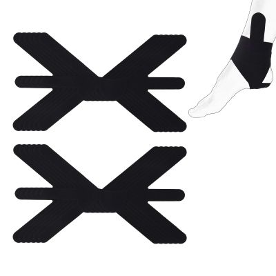 12 Pcs Precut Ankle Sports Tape,Waterproof Kinesiology Wrap Kinetic Tape Elastic Athletic Sports Strips for Ankle Support Sprain Prevention & Ligament Stability Running Accessories (Black)