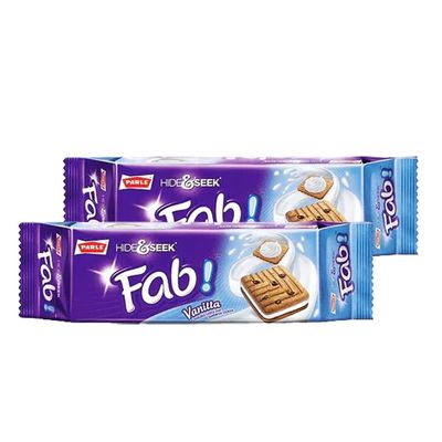 Parle-'s Hide and Seek Fab Vanilla 112g Delicious Crunchy Chocolate Chip Cookies Made with Real Vanilla Rich Flavor Sweet Pack of 2