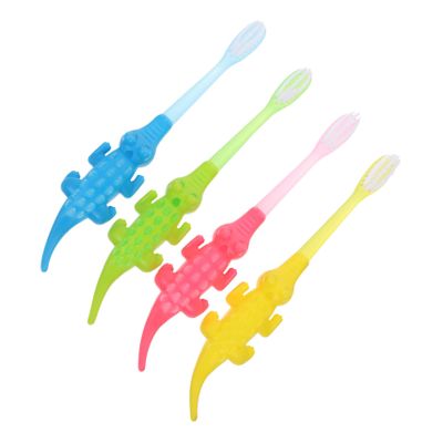NOLITOY 8pcs Cartoon Boy Girl Tooth Cleaning Tool Supple Bristle Toothbrush for Boys and Girls Cleaning Accessories Cute Crocodile Design for Home Use Age Years Old Random Color