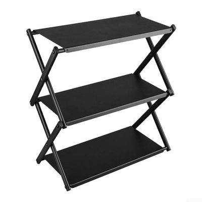 Lightweight 3 Tier Folding Storage Rack with Carbon Steel Construction, Portable with Multi Layer Storage Capability, Suitable for Various Indoor and Outdoor Uses