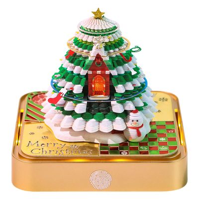 Unique Desk Calendar With LED Lighting Paper Sculpture Memo Pad Handmade Paper Carving Art Desktop Decoration Office Desk Accessory