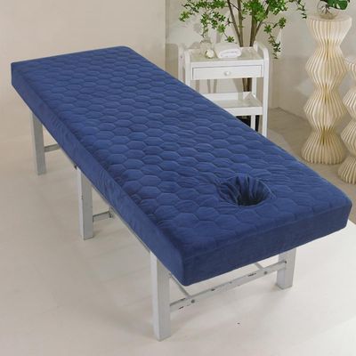 Morbuy Massage Table Bed Cover Sheet Fitted with Face Hole, Soft Crystal Velvet Beauty Couch Cover Washable Reusable Elastic Edge All-Round Wrap Salons SPA Massage Bed (Blue,70x190cm)