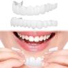 2 Pairs Instant Veneers Dentures, Cosmetic Whitening Snap on False Teeth Veneers Temporary Smile Fake Teeth, Top and Bottom Clip in Teeth Veneers for Men & Women view 1