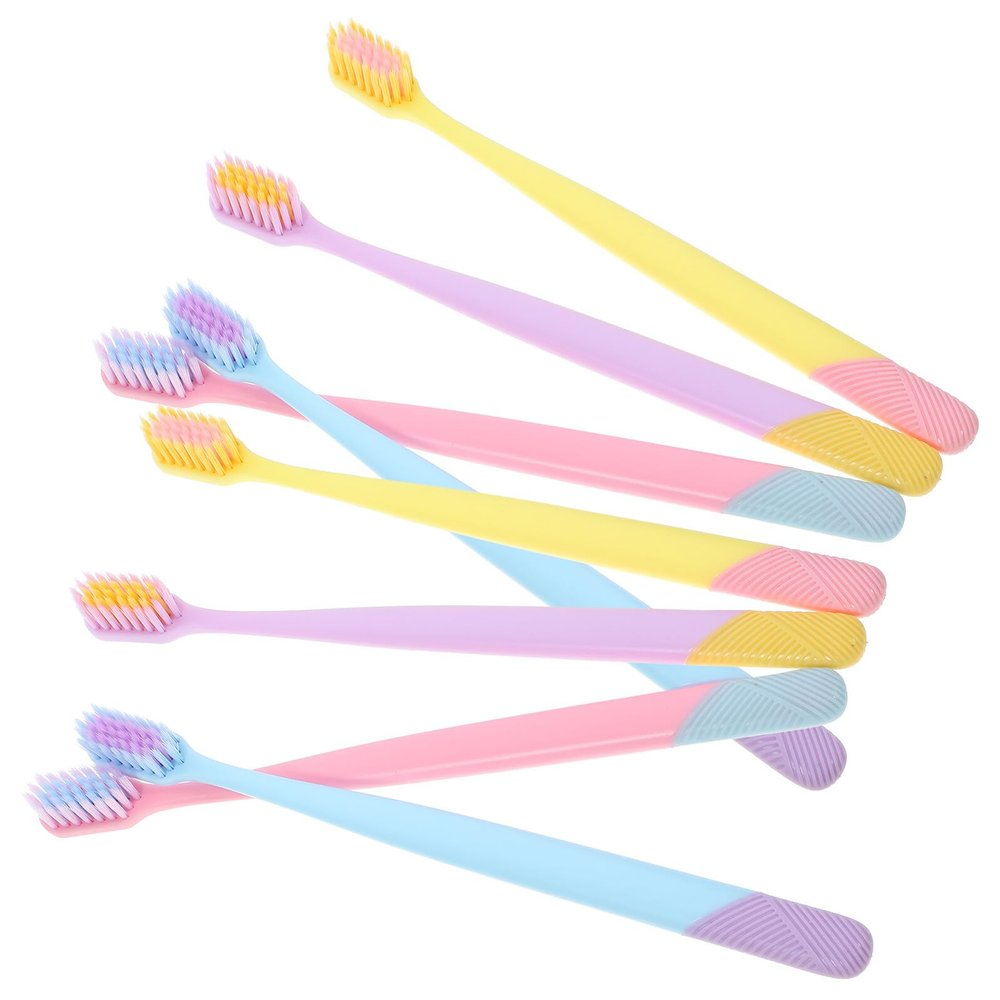 BAZEITFLOW 10pcs Soft Bristle Manual Toothbrush Household Ergonomic Adult Toothbrushes for Travel Lightweight Oral Clean