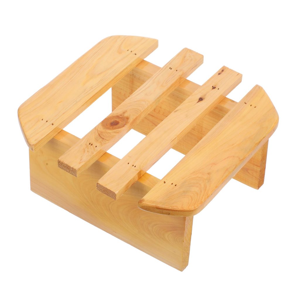 Healeved Wooden Bench Step Stool for Boys and Girls Bathroom and Sauna Solid Foot Rest Garden Stool
