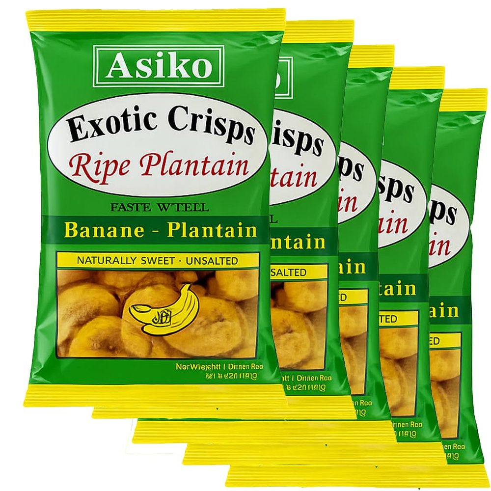 Africa Select Asiko Exotic 12 Ripe Plantain Crisps NATURALLY SWEET UNSALTED 75g | Vegan | Gluten-Free | Authentic African Snack