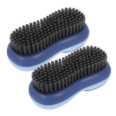 TOYZFRIENDY 2Pcs Double-sided Laundry Brush with Soft Bristles for Clothes and Shoes Cleaning Scrubbing Brush for Home Use Gentle Fabrics Easy Dirt Removal in Iceberg Blue