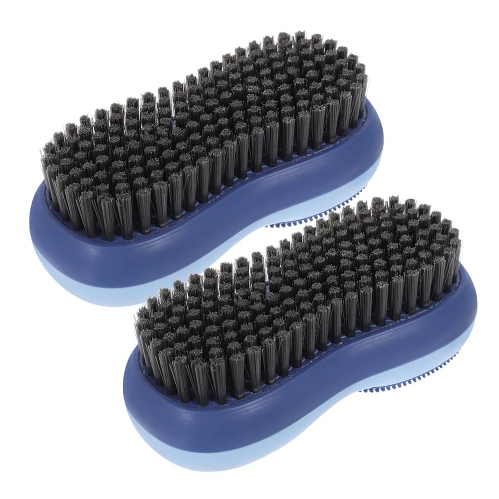 TOYZFRIENDY 2Pcs Double-sided Laundry Brush with Soft Bristles for Clothes and Shoes Cleaning Scrubbing Brush for Home Use Gentle Fabrics Easy Dirt Removal in Iceberg Blue