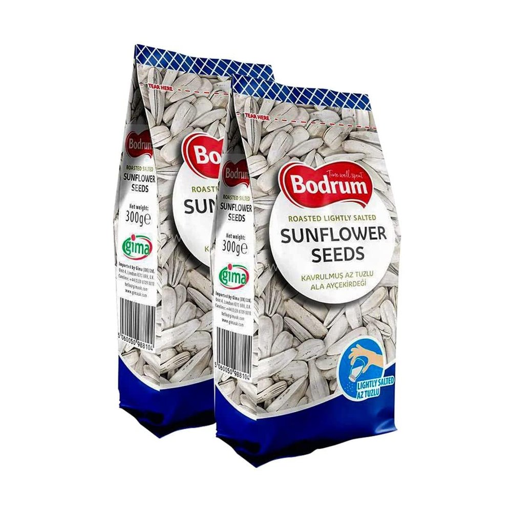 Roasted Lightly Salted Sunflower Seeds Bod-rum-High Rich Nutty Flavour Delicious Satisfying Healthy Snacks 300G Product of Turkey Origin Pack of 2