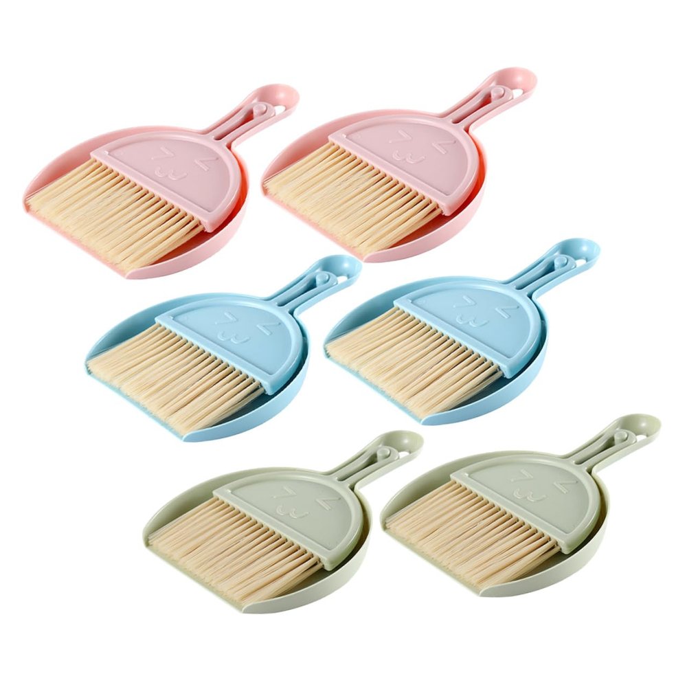 Hohopeti 6sets Mini Broom and Dustpan Small Portable Cleaning Tool for Keyboard Office Broom and Dustpan