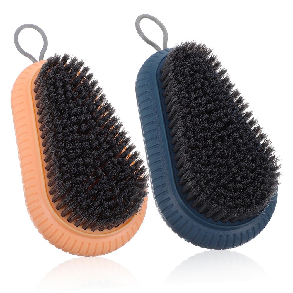 BAZEITFLOW 2pcs Laundry Brush Plastic Soft Bristle Scrub Brush for Clothes Shoes Household Cleaning Ergonomic Design Grip for Easy Shoe Scrubbing