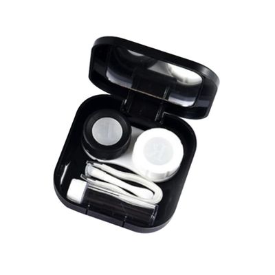 ELAYARD Contact Lens Case Mini Travel Lens Container for Women Black Simple Design for Carrying