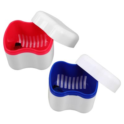 CIMAXIC 2pcs Retainer Holder and Denture Cleaning Kit with Portable Soaking Boxes Braces Maintenance Case for Travel and Home Oral Care Includes Brush for Complete Denture Protection
