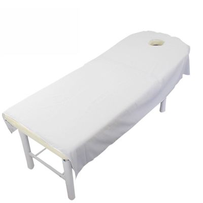 Beauty Pink Massage Bed Fitted Sheets Massage Treatment Soft Sheets Spa SPA Bed Table Cover Sheets with Hole(White)
