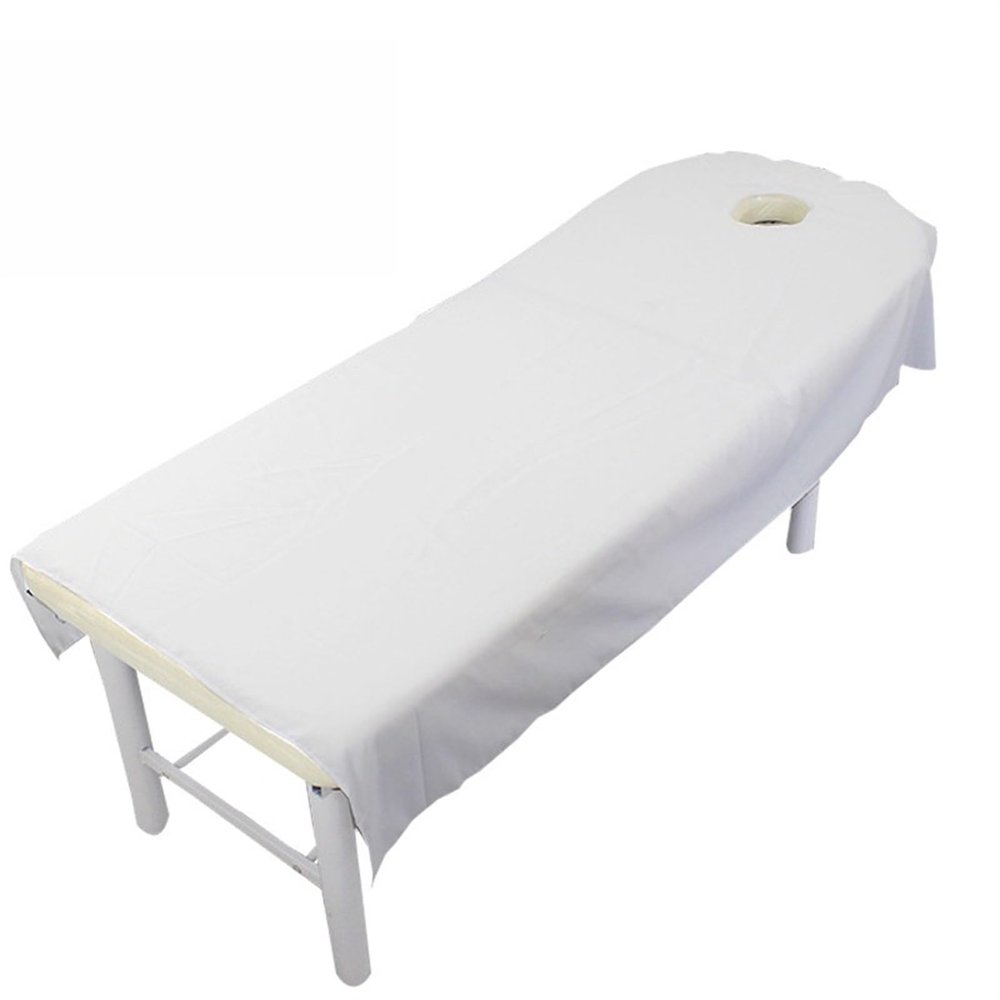 Beauty Pink Massage Bed Fitted Sheets Massage Treatment Soft Sheets Spa SPA Bed Table Cover Sheets with Hole(White)