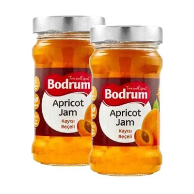 BOD-rum's Apricot Fruit Jam 380g Sweet Tart Flavors Spreadable Texture Unique Delicious Taste Turkey Origin Pack of 2