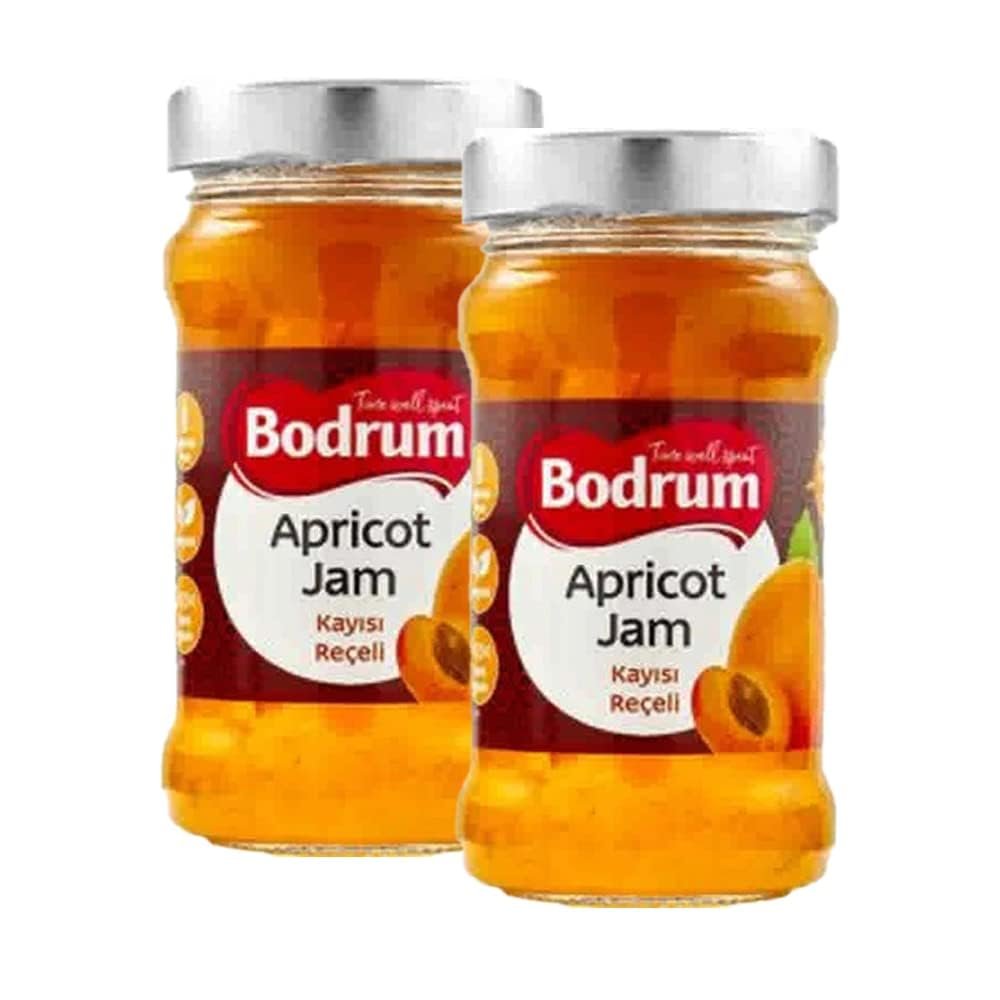 BOD-rum's Apricot Fruit Jam 380g Sweet Tart Flavors Spreadable Texture Unique Delicious Taste Turkey Origin Pack of 2