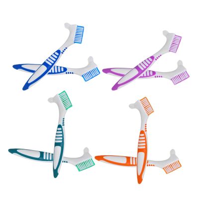 Abaodam 8pcs Dual-Sided Denture Toothbrush with Anti-Slip Handle Deep Cleaning Nylon Bristles for Retainers Mouth Guards and Oral Appliance Care Portable Dental Cleaning Tools