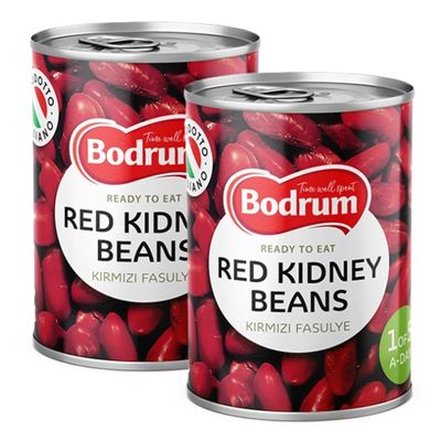 BOD-rum's Red Kidney Beans 400G Ready to Eat Dried Vegan GMO Free Dark Red High Fibre High Protein Product of Turkey Origin Pack of 2