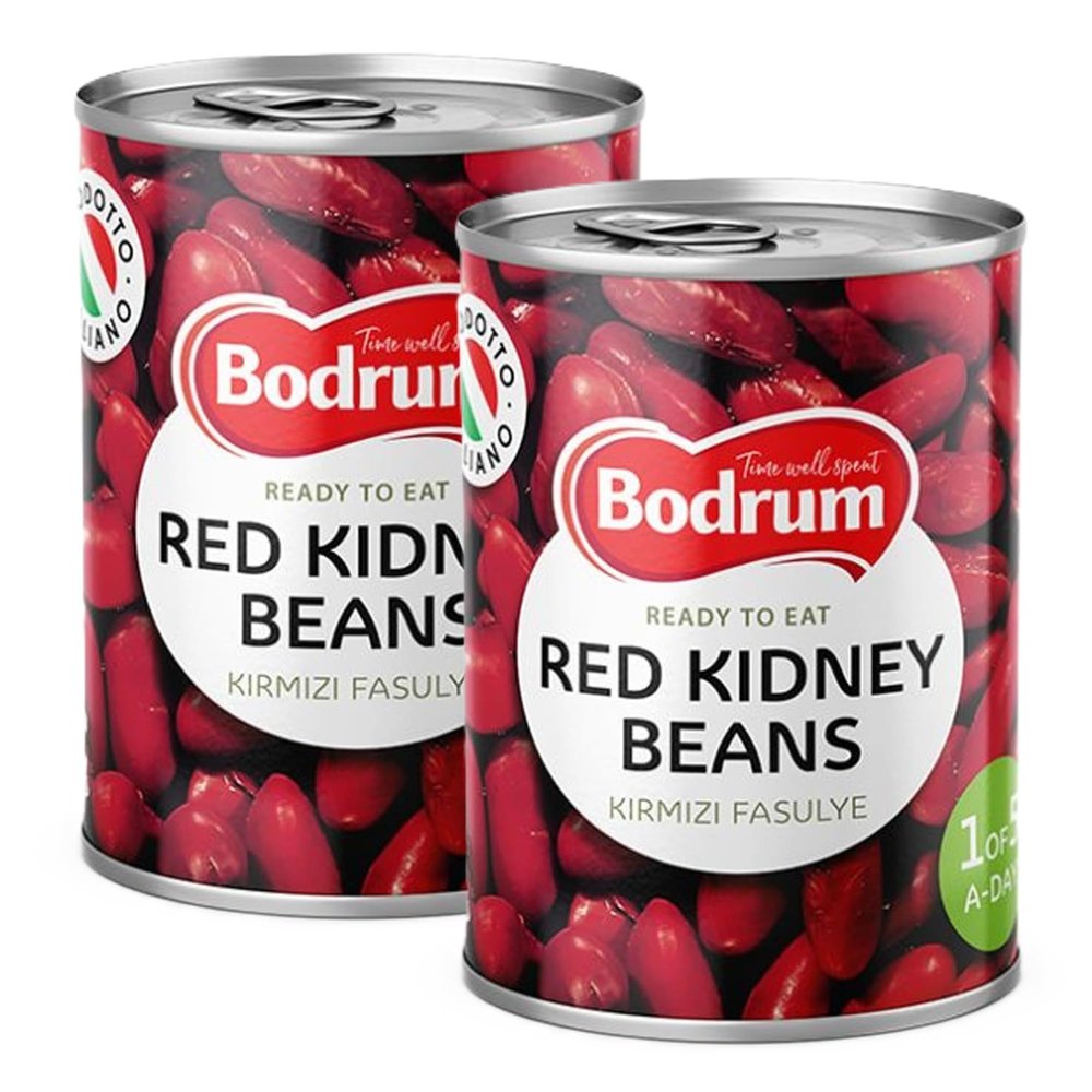 BOD-rum's Red Kidney Beans 400G Ready to Eat Dried Vegan GMO Free Dark Red High Fibre High Protein Product of Turkey Origin Pack of 2