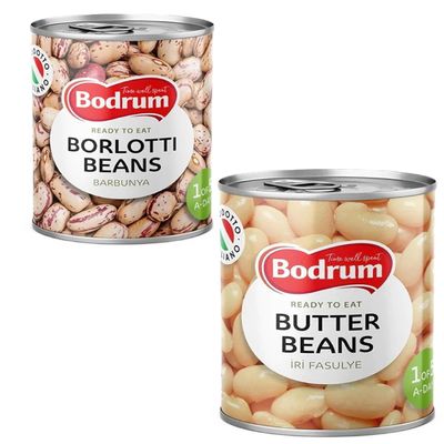 BOD-rum's Butter and Borlotti Beans 400G Ready to Eat Dried Natural Vegan High Fibre High Protein Product of Turkey Origin Combo Pack