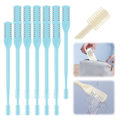 360 Rotating Double-Sided Nose Hair Trimmer with Stainless Steel Blade and Ear Spoon Design, Suitable for Both Men and Women(Blue,12 PCS)