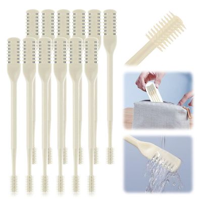 360 Rotating Double-Sided Nose Hair Trimmer with Stainless Steel Blade and Ear Spoon Design, Suitable for Both Men and Women(Beige,12 PCS)