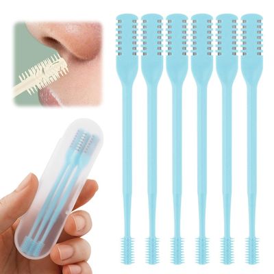 2-in-1 Nose Hair Trimmer with Safety Protection Comb Design for Travel and Home Use(Blue,6PCS)