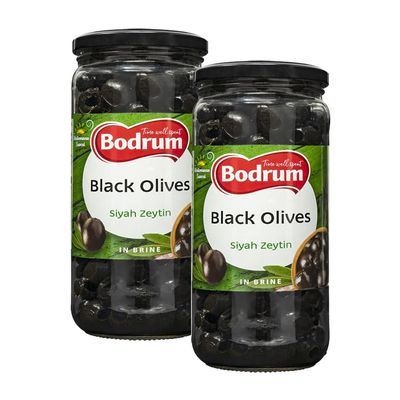 BOD-rum's Whole Black Olive Siyah Zeytin in Brine Dishes Healthy Snacking Ready to use Product of Turkey Origin 340G Pack of 2
