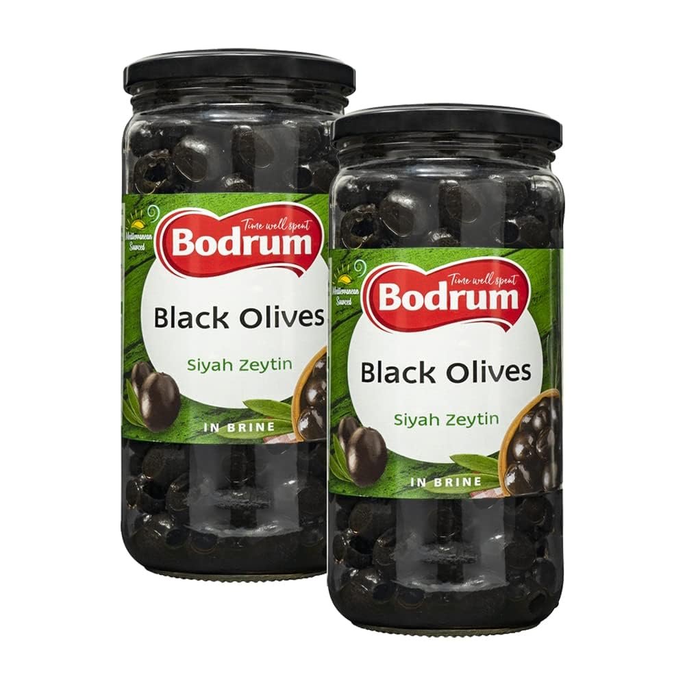 BOD-rum's Whole Black Olive Siyah Zeytin in Brine Dishes Healthy Snacking Ready to use Product of Turkey Origin 340G Pack of 2