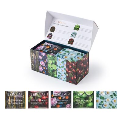 EZR LEAF Pura Caffeine-Free Herbal Tea Collection, 22ct Premium Variety Pyramid Teabags, Floral & Fruit Tea Gift Set with Lemon Verbena, Chamomile Mint, Dreamland, Roselle, Bedtime Tea