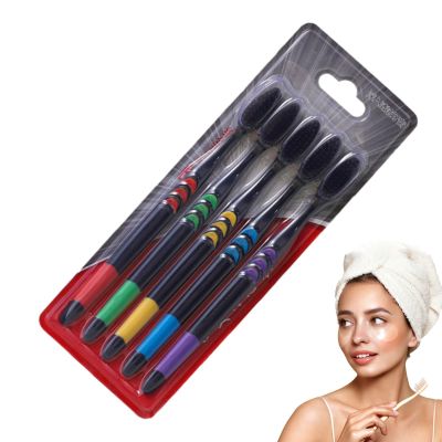 BambooscharcoalToothbrushes - BamboosToothbrush, 5 PCS softBristle charcoalToothbrushes for Adults,BambooscharcoalTeeth Ultra softsoftBristle toothbrushMultiple Colors for Family
