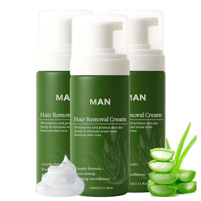 Botane Man Hair Removal Cream, Intimate Hair Removal Cream For Men With Natural Aloe Vera, Quick Gentle Fast-Acting, Moisturizing & Non-Sticky Formula, Pain-Free, For Face Body & Intimate Areas (3)